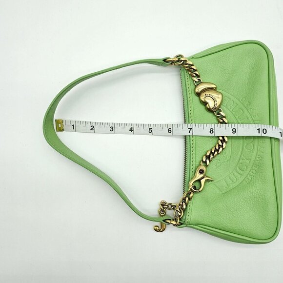 Vintage Y2K Juicy Couture Baguette Shoulder Bag Green Leather Mini Crown Charm - Picture 15 of 16